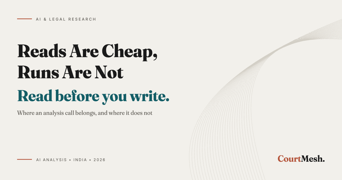 Cover card headed Reads Are Cheap, Runs Are Not, with the line: read before you write