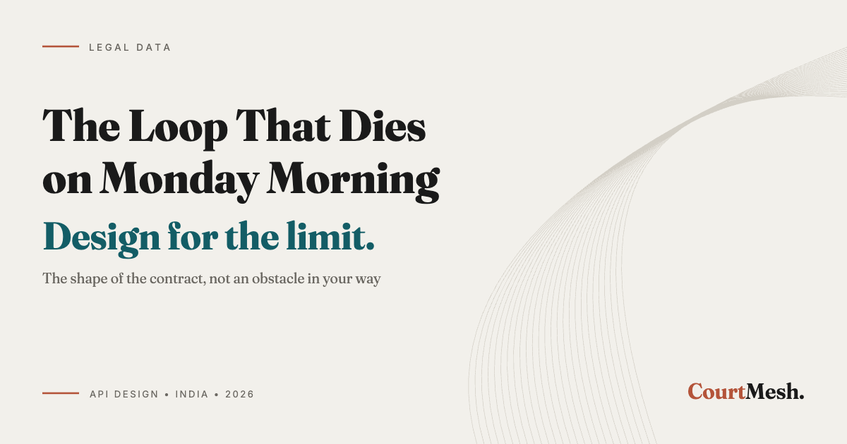 Cover card headed The Loop That Dies on Monday Morning, with the line: design for the limit