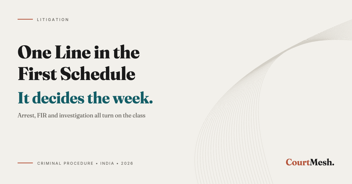Cover card headed One Line in the First Schedule, with the line: it decides the week