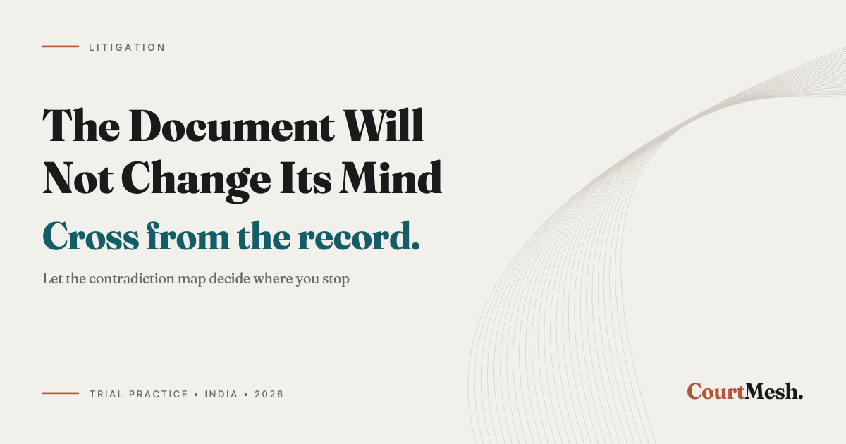 Cover card headed The Document Will Not Change Its Mind, with the line: cross from the record