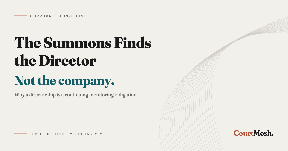 Cover card headed The Summons Finds the Director, with the line: not the company