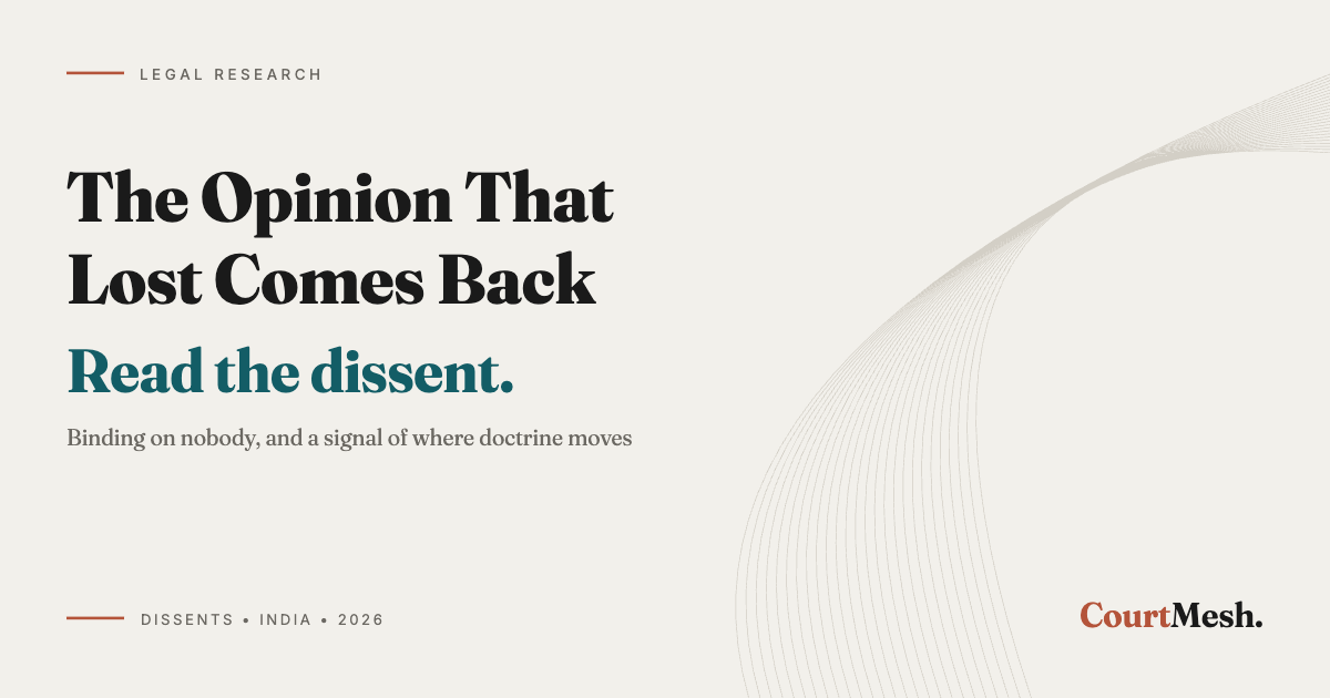 Cover card headed The Opinion That Lost Comes Back, with the line: read the dissent