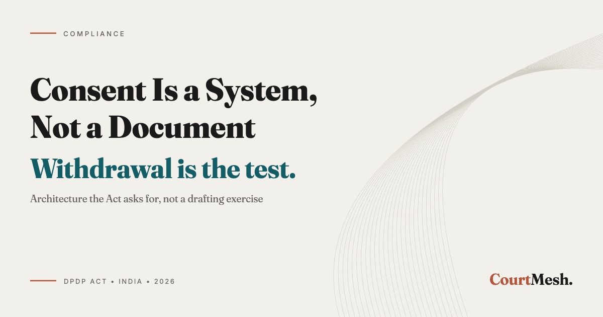 Cover card headed Consent Is a System, Not a Document, with the line: withdrawal is the test