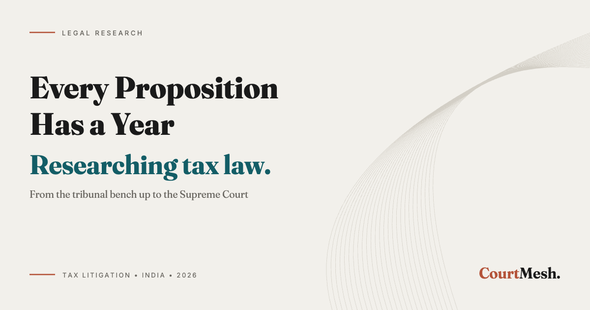 Cover card headed Every Proposition Has a Year, with the line: researching tax law