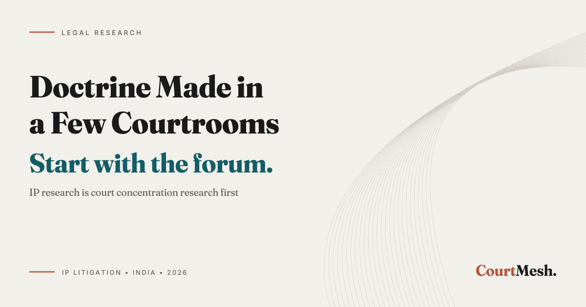 Cover card headed Doctrine Made in a Few Courtrooms, with the line: start with the forum