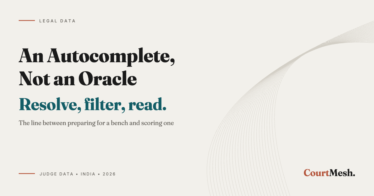 Cover card headed An Autocomplete, Not an Oracle, with the line: resolve, filter, read