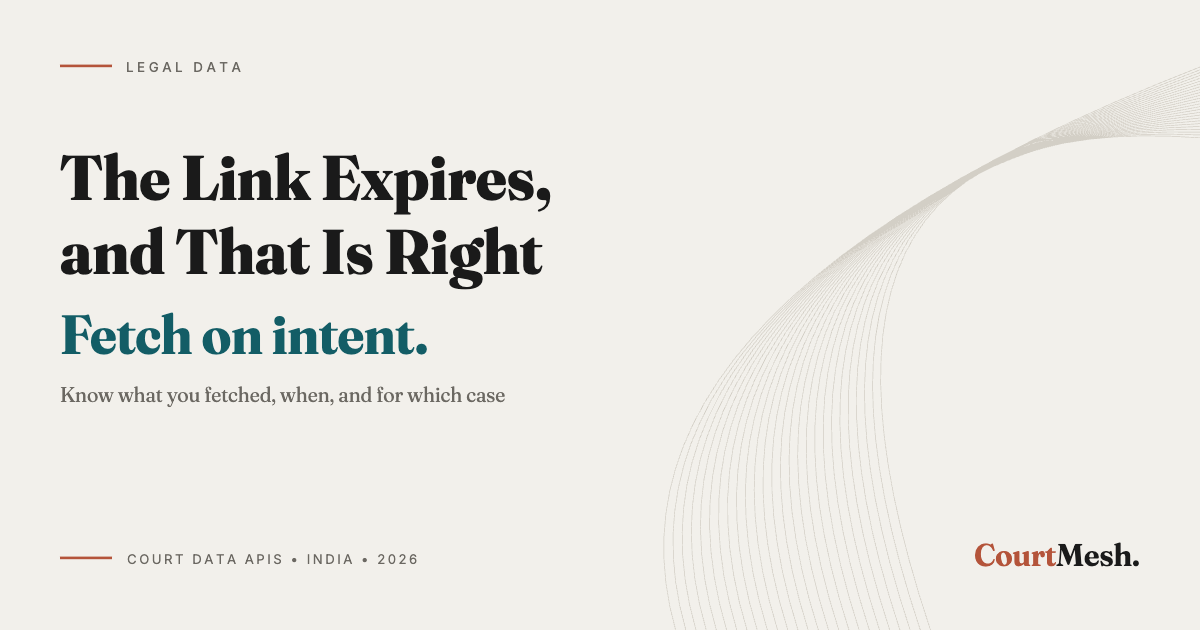 Cover card headed The Link Expires, and That Is Right, with the line: fetch on intent