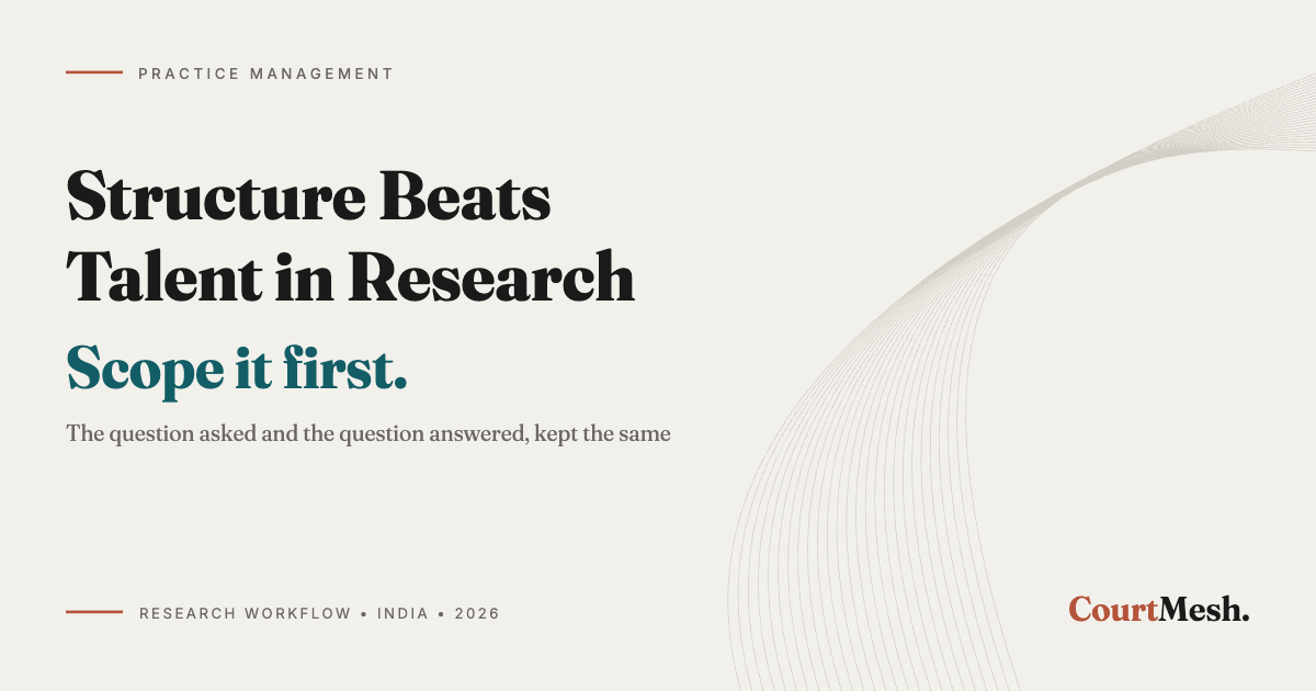 Cover card headed Structure Beats Talent in Research, with the line: scope it first