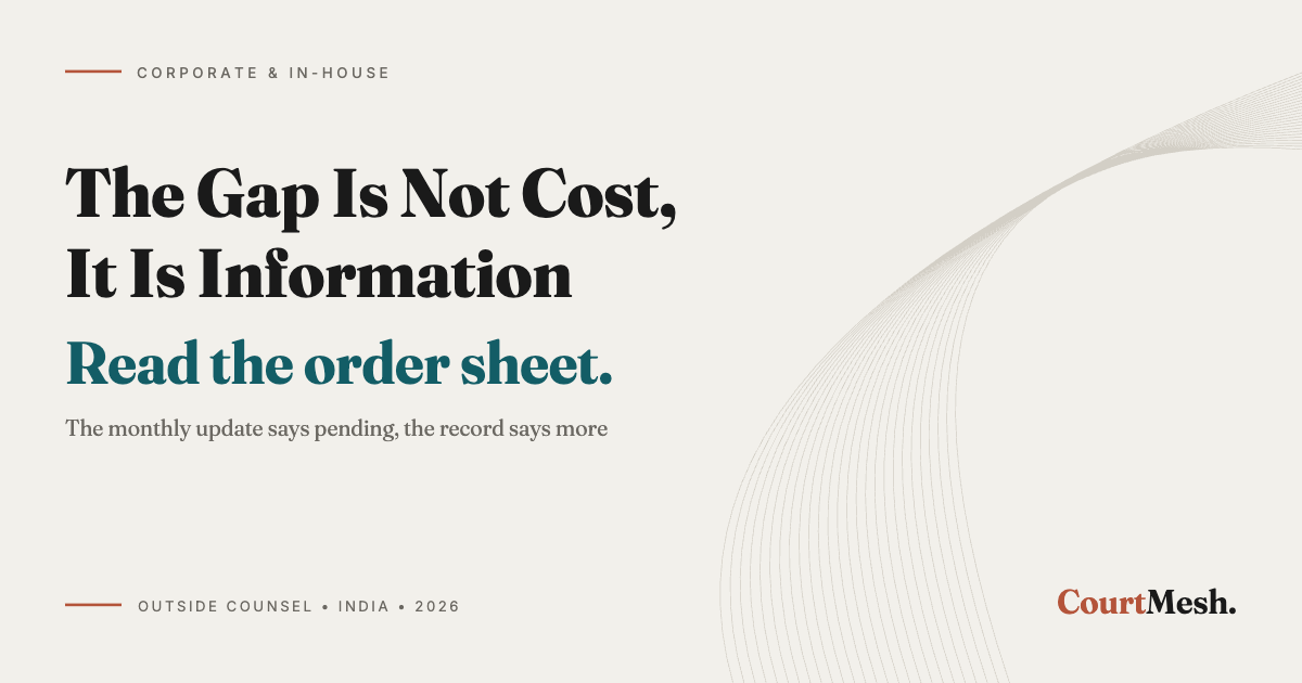 Cover card headed The Gap Is Not Cost, It Is Information, with the line: read the order sheet