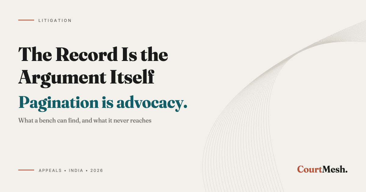 Cover card headed The Record Is the Argument Itself, with the line: pagination is advocacy