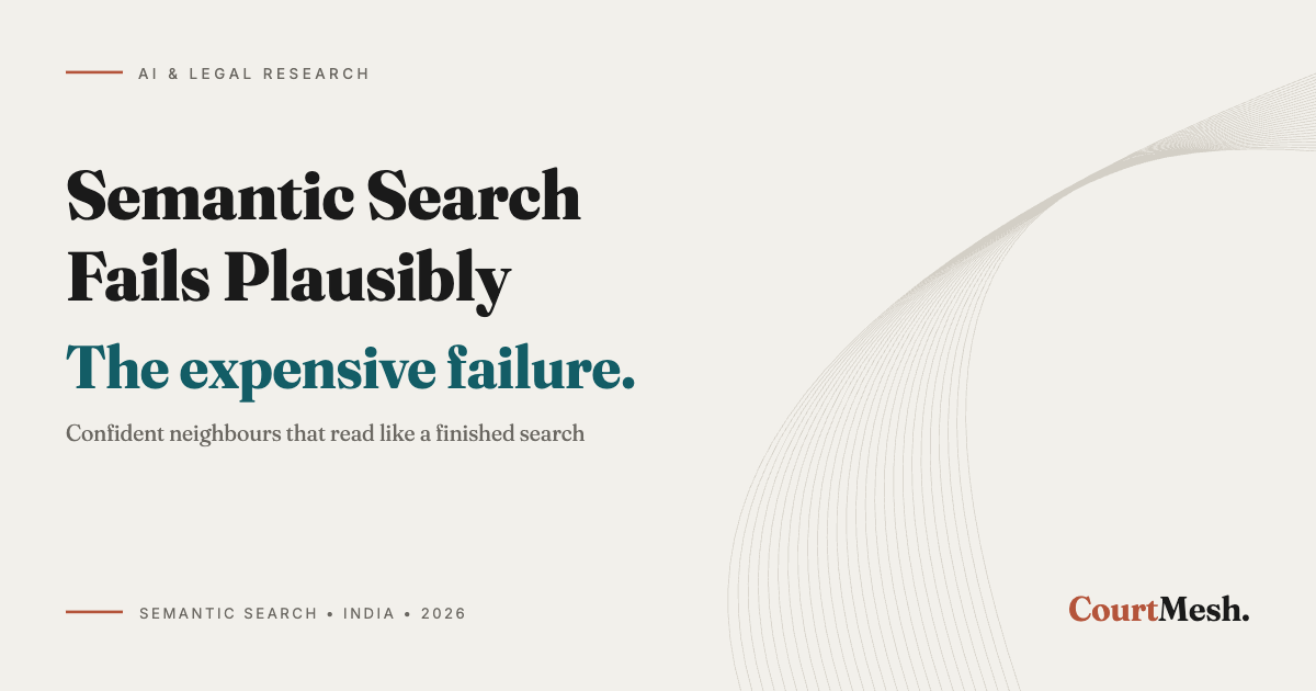 Cover card headed Semantic Search Fails Plausibly, with the line: the expensive failure