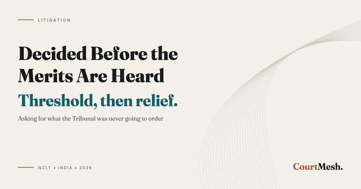 Cover card headed Decided Before the Merits Are Heard, with the line: threshold, then relief