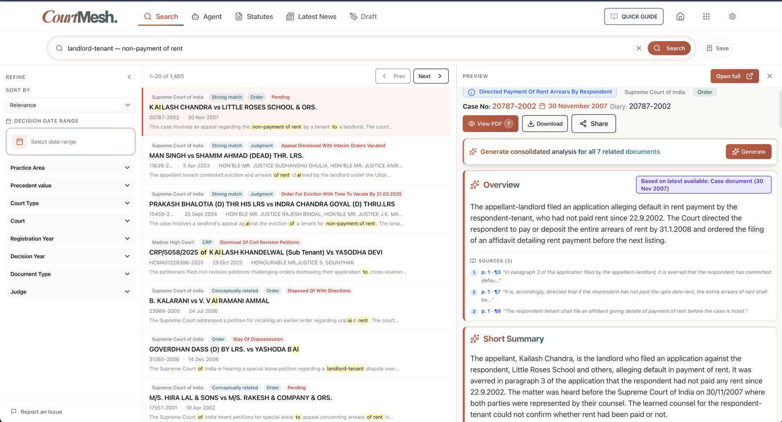 Research - semantic + keyword results with the citation graph panel